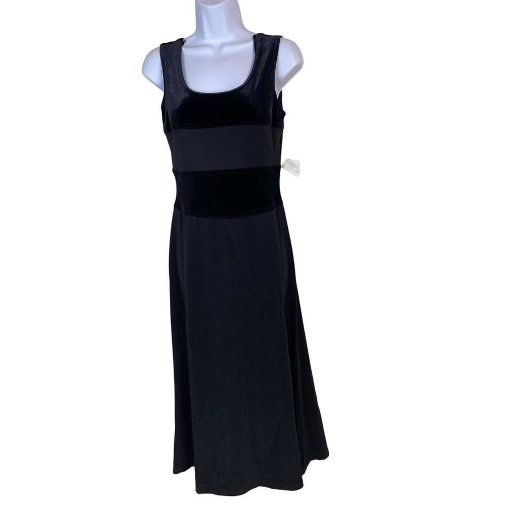 Vintage Scott MCClintock Black Velvet Midi Dress size 6 Whimsigoth Gothic Grunge
